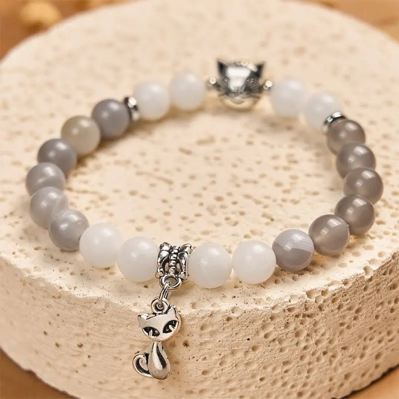 Fortune Jewel Ragdoll Cat Gray Striped Agate Chalcedony Support Bracelet Fortune Jewel