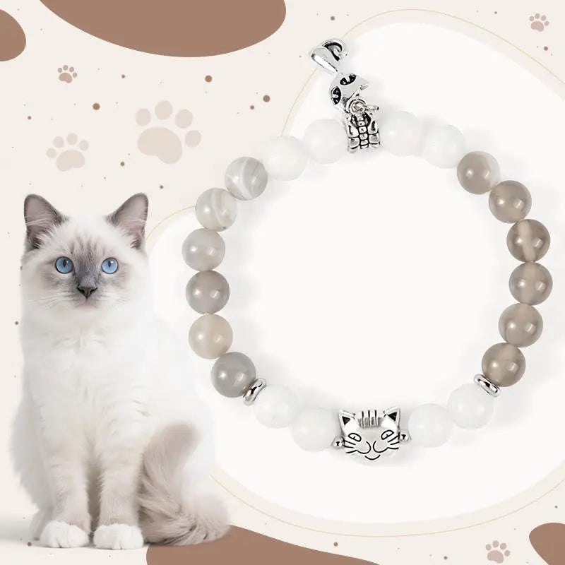 Fortune Jewel Ragdoll Cat Gray Striped Agate Chalcedony Support Bracelet Fortune Jewel