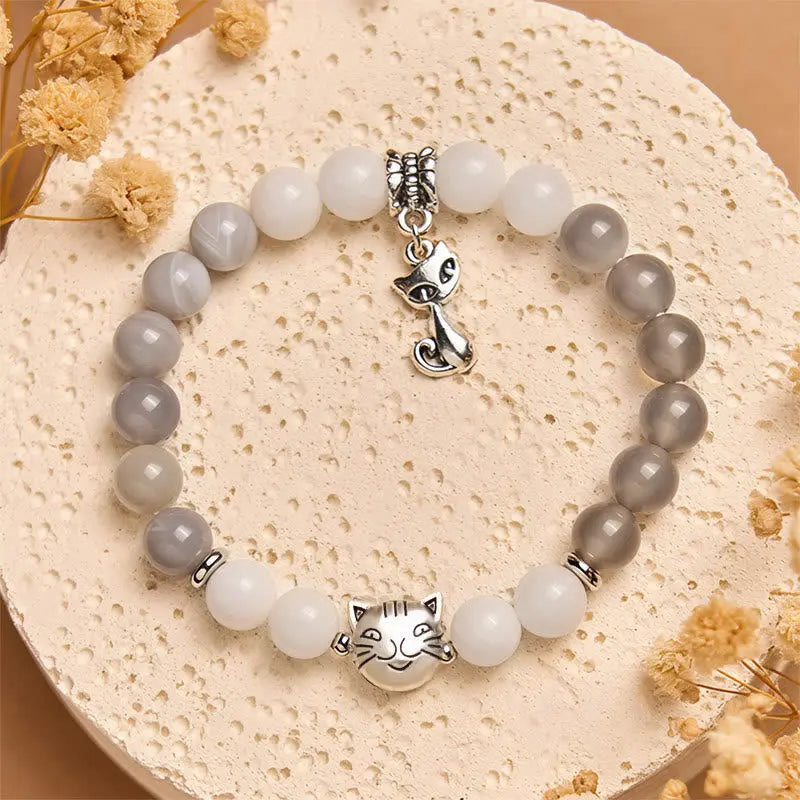 Fortune Jewel Ragdoll Cat Gray Striped Agate Chalcedony Support Bracelet Fortune Jewel