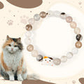 Fortune Jewel Calico Cat Natural Agate Stone Ceramic Kitten Head Power Bracelet Fortune Jewel