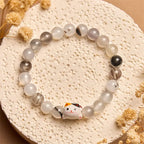 Fortune Jewel Calico Cat Natural Agate Stone Ceramic Kitten Head Power Bracelet Fortune Jewel