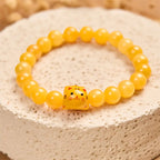 Fortune Jewel Orange Tabby Cat Yellow Chalcedony Ceramic Kitten Joy Bracelet Fortune Jewel