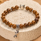 Fortune Jewel Natural Stone Kitten Cat Head Protection Bracelet Fortune Jewel