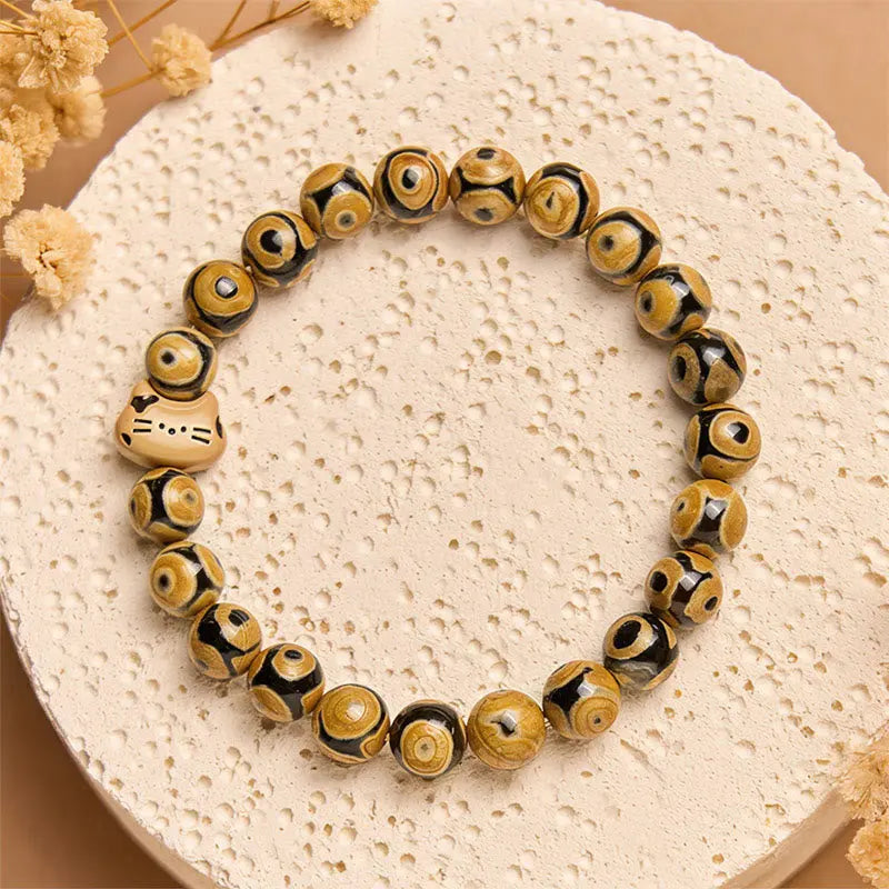 Fortune Jewel Bengal Cat Natural Agate Stone Kitten Head Graceful Bracelet Fortune Jewel