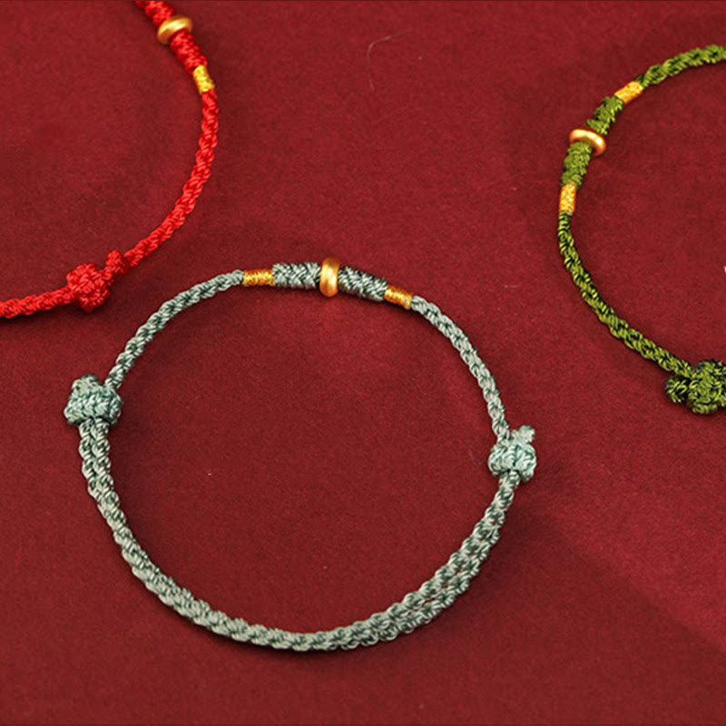 Fortune Jewel 999 Gold Small Lucky Beads String Protection Luck Braided Bracelet Anklet