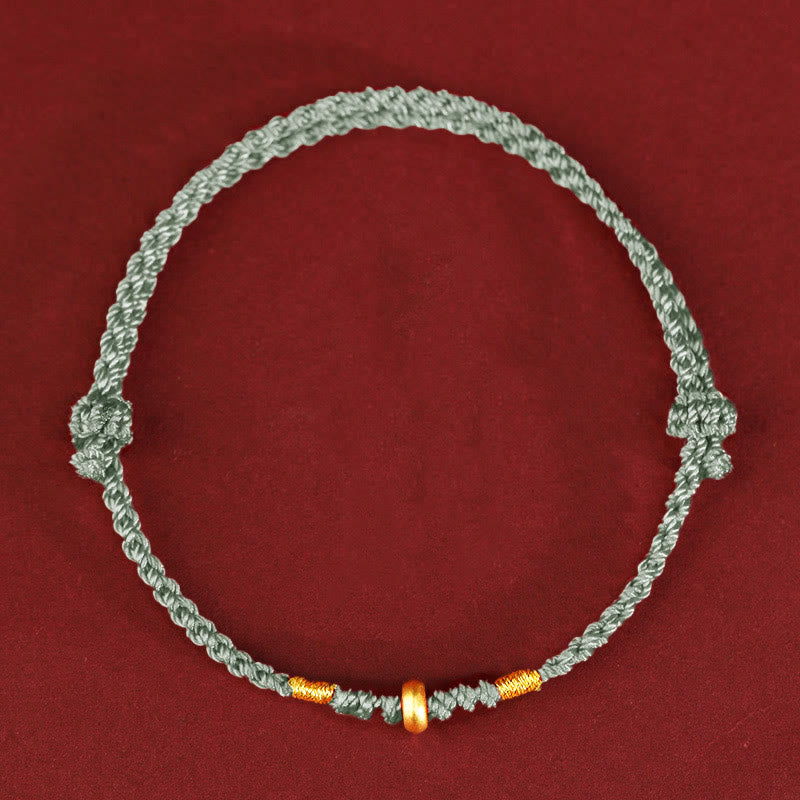 Fortune Jewel 999 Gold Small Lucky Beads String Protection Luck Braided Bracelet Anklet