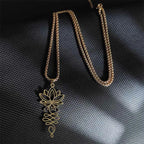 Fortune Jewel Lotus Vines Design Chakra Symbol Stainless Steel Enlightenment Necklace Pendant Fortune Jewel