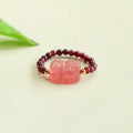 Fortune Jewel Garnet Beads Strawberry Quartz Pixiu Protection Ring Fortune Jewel