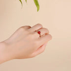 Fortune Jewel Natural Stone Bead Alloy Healing Open Ring Fortune Jewel