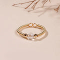 Fortune Jewel Natural Stone Bead Alloy Healing Open Ring Fortune Jewel