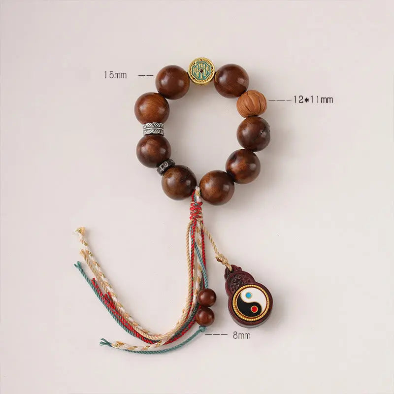 Fortune Jewel Tibet Lightning Struck Jujube Wood Yin Yang Luck Bracelet Fortune Jewel