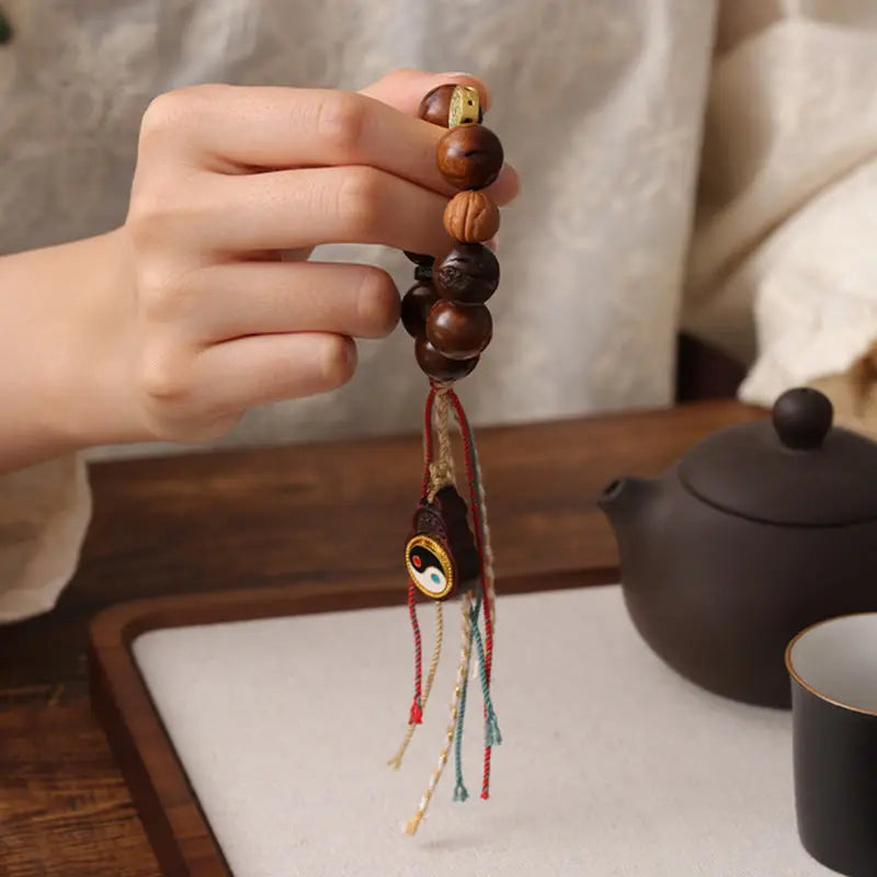 Fortune Jewel Tibet Lightning Struck Jujube Wood Yin Yang Luck Bracelet Fortune Jewel