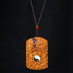 Fortune Jewel Lightning Struck Jujube Wood Dragon Yin Yang Bagua Protection Necklace Pendant Fortune Jewel