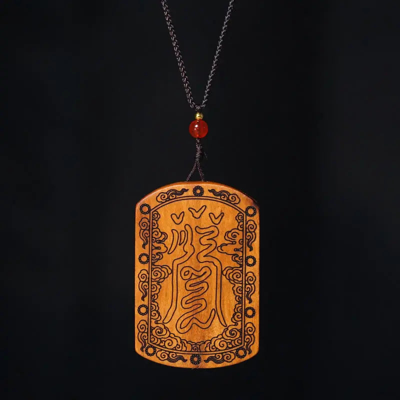Fortune Jewel Lightning Struck Jujube Wood Dragon Yin Yang Bagua Protection Necklace Pendant Fortune Jewel