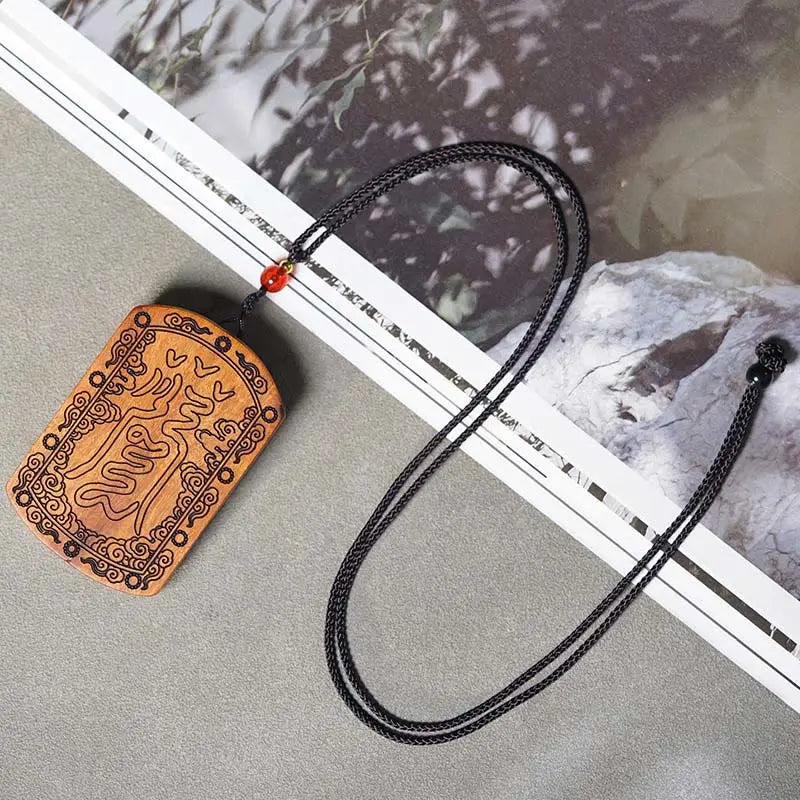 Fortune Jewel Lightning Struck Jujube Wood Dragon Yin Yang Bagua Protection Necklace Pendant Fortune Jewel