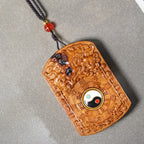Fortune Jewel Lightning Struck Jujube Wood Dragon Yin Yang Bagua Protection Necklace Pendant Fortune Jewel