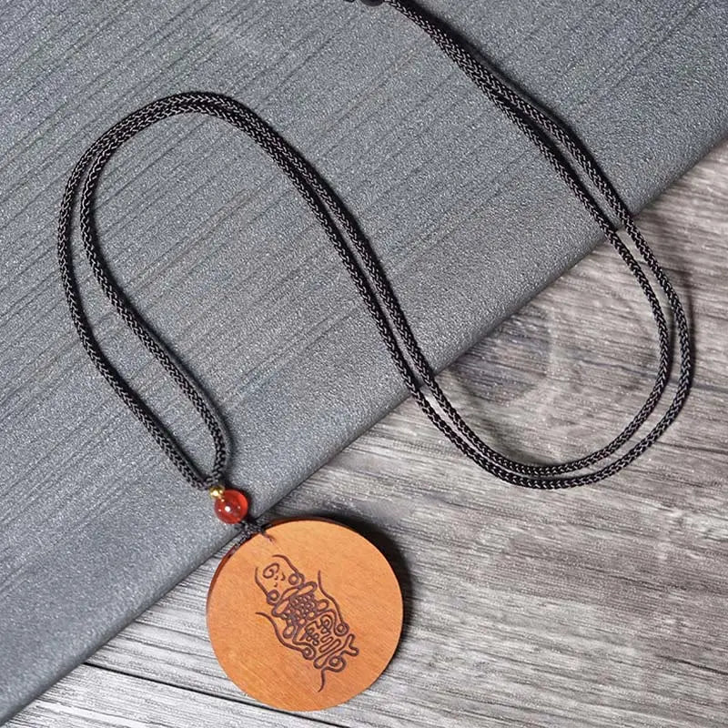 Fortune Jewel Lightning Struck Jujube Wood Yin Yang Bagua Luck Necklace Pendant Fortune Jewel