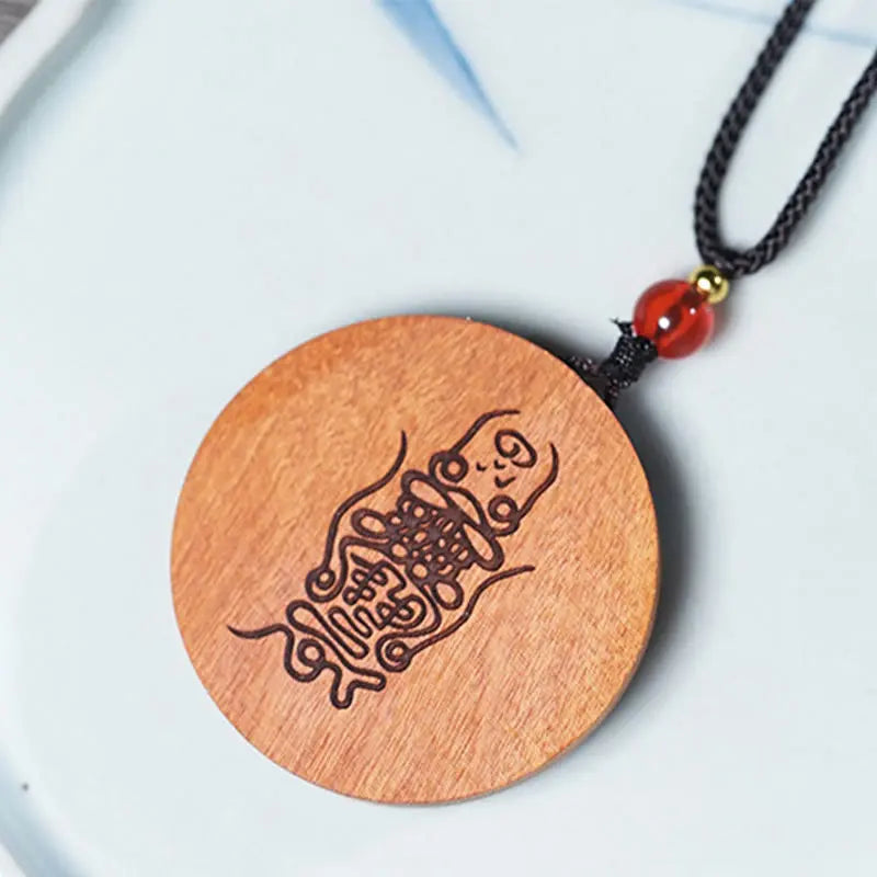 Fortune Jewel Lightning Struck Jujube Wood Yin Yang Bagua Luck Necklace Pendant Fortune Jewel