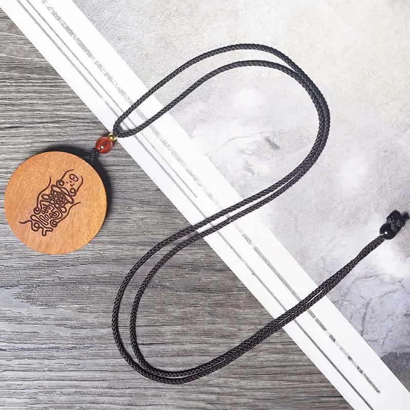 Fortune Jewel Lightning Struck Jujube Wood Yin Yang Bagua Luck Necklace Pendant Fortune Jewel
