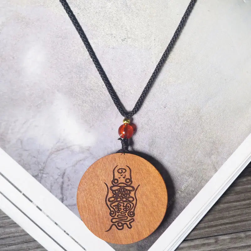 Fortune Jewel Lightning Struck Jujube Wood Yin Yang Bagua Luck Necklace Pendant Fortune Jewel