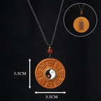 Fortune Jewel Lightning Struck Jujube Wood Yin Yang Bagua Luck Necklace Pendant Fortune Jewel