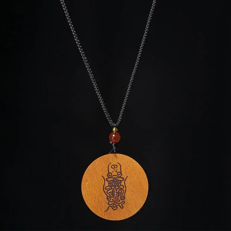 Fortune Jewel Lightning Struck Jujube Wood Yin Yang Bagua Luck Necklace Pendant Fortune Jewel
