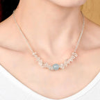 Fortune Jewel Irregular White Crystal Aquamarine Bead Healing Necklace Pendant Fortune Jewel