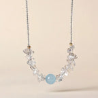 Fortune Jewel Irregular White Crystal Aquamarine Bead Healing Necklace Pendant Fortune Jewel