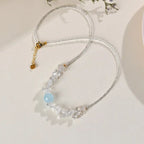 Fortune Jewel Irregular White Crystal Aquamarine Bead Healing Necklace Pendant Fortune Jewel