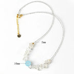 Fortune Jewel Irregular White Crystal Aquamarine Bead Healing Necklace Pendant Fortune Jewel