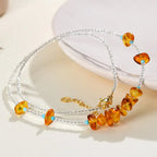Fortune Jewel White Crystal Bead Irregular Amber Clarity Necklace Pendant Fortune Jewel