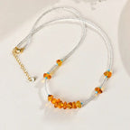 Fortune Jewel White Crystal Bead Irregular Amber Clarity Necklace Pendant Fortune Jewel