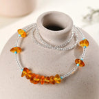 Fortune Jewel White Crystal Bead Irregular Amber Clarity Necklace Pendant Fortune Jewel