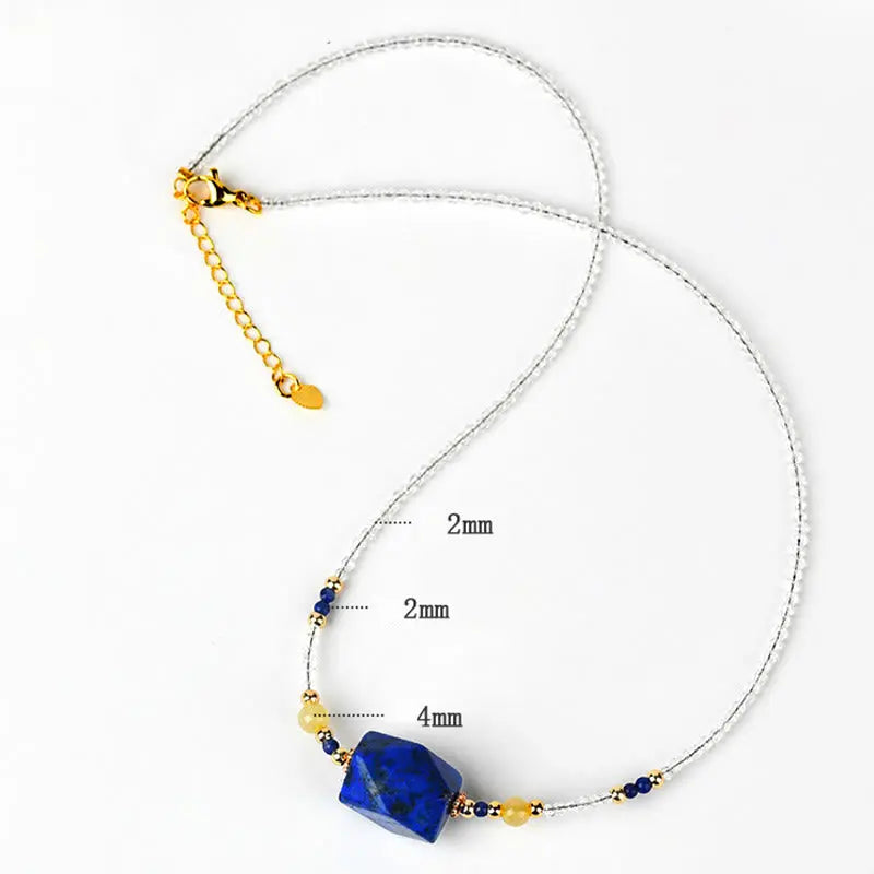 Fortune Jewel White Crystal Lazurite Healing Meditation Necklace Pendant Fortune Jewel