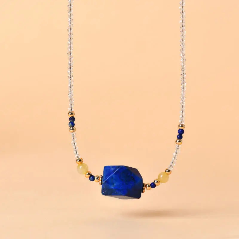 Fortune Jewel White Crystal Lazurite Healing Meditation Necklace Pendant Fortune Jewel