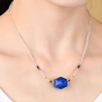 Fortune Jewel White Crystal Lazurite Healing Meditation Necklace Pendant Fortune Jewel