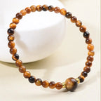 Fortune Jewel Tiger Eye Black Obsidian Courage Beads Bracelet Fortune Jewel