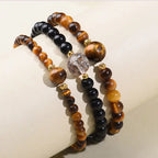 Fortune Jewel Tiger Eye Black Obsidian Courage Beads Bracelet Fortune Jewel