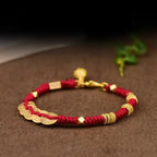 Fortune Jewel Handmade Five Emperor Coins Wealth String Braided Bracelet Fortune Jewel