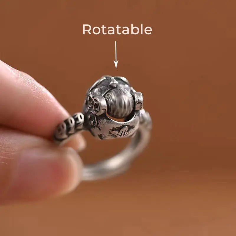 Fortune Jewel Lucky FengShui PiXiu Copper Coin Rotatable Ring Fortune Jewel