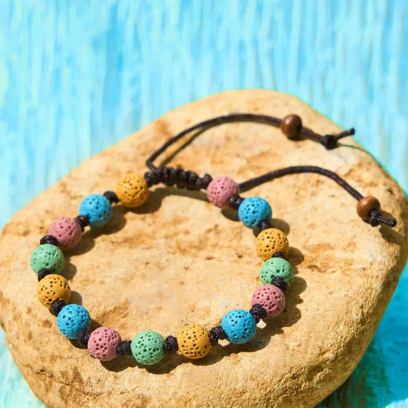 Fortune Jewel Colorful Lava Rock Support Bracelet Fortune Jewel
