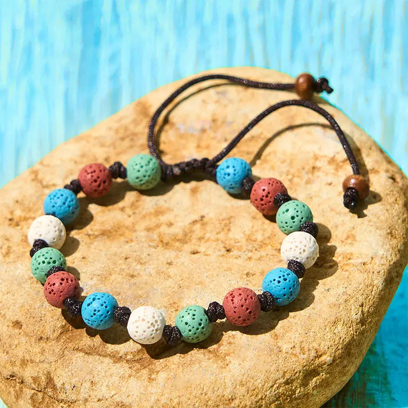 Fortune Jewel Colorful Lava Rock Support Bracelet Fortune Jewel