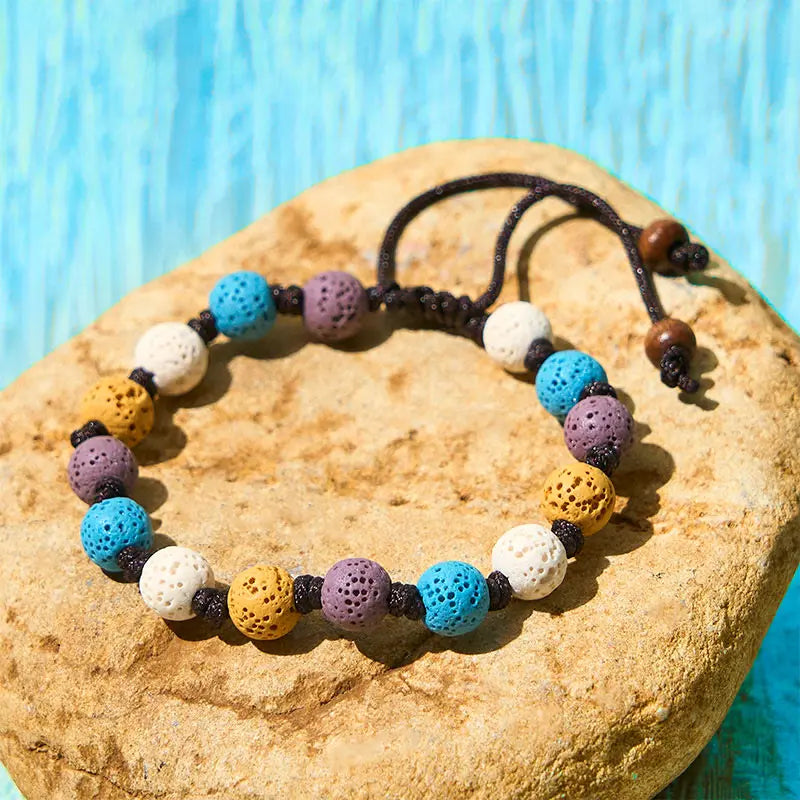 Fortune Jewel Colorful Lava Rock Support Bracelet Fortune Jewel
