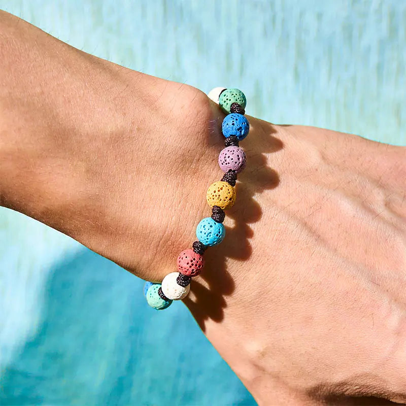 Fortune Jewel Colorful Lava Rock Support Bracelet Fortune Jewel