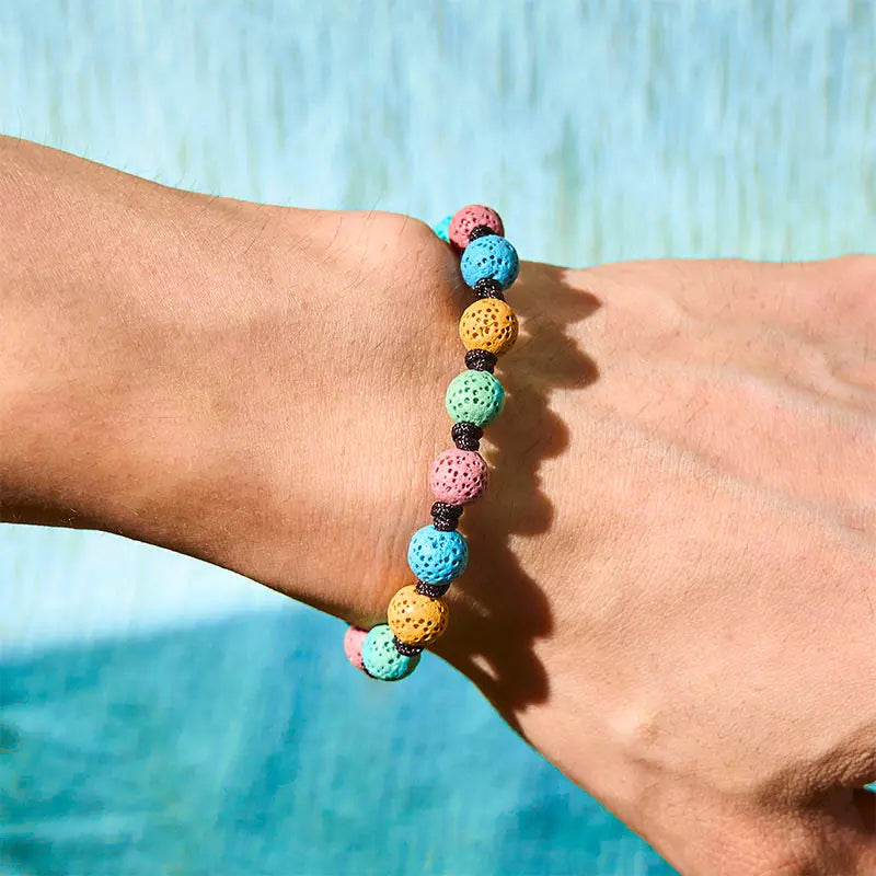 Fortune Jewel Colorful Lava Rock Support Bracelet Fortune Jewel