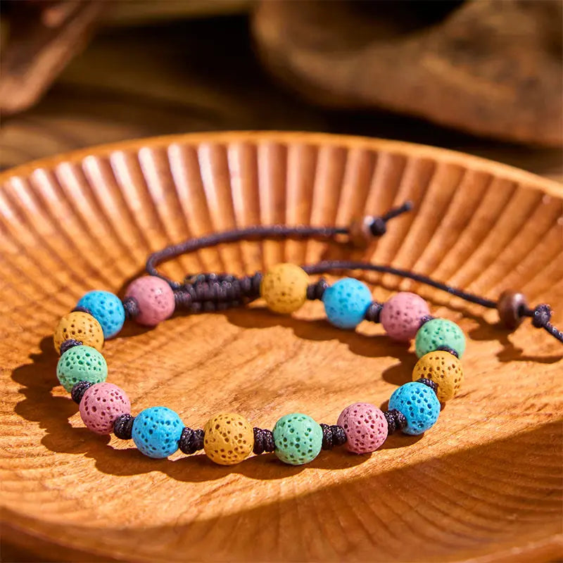 Fortune Jewel Colorful Lava Rock Support Bracelet Fortune Jewel