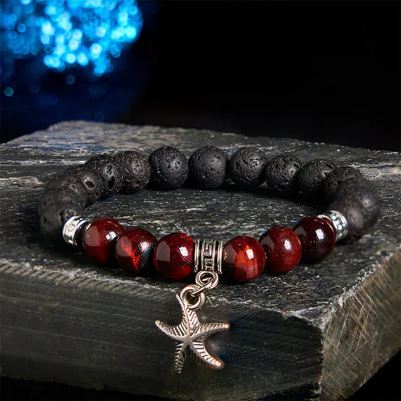 Fortune Jewel Black Lava Rock Crystal Beads Animal Pattern Healing Bracelet Fortune Jewel