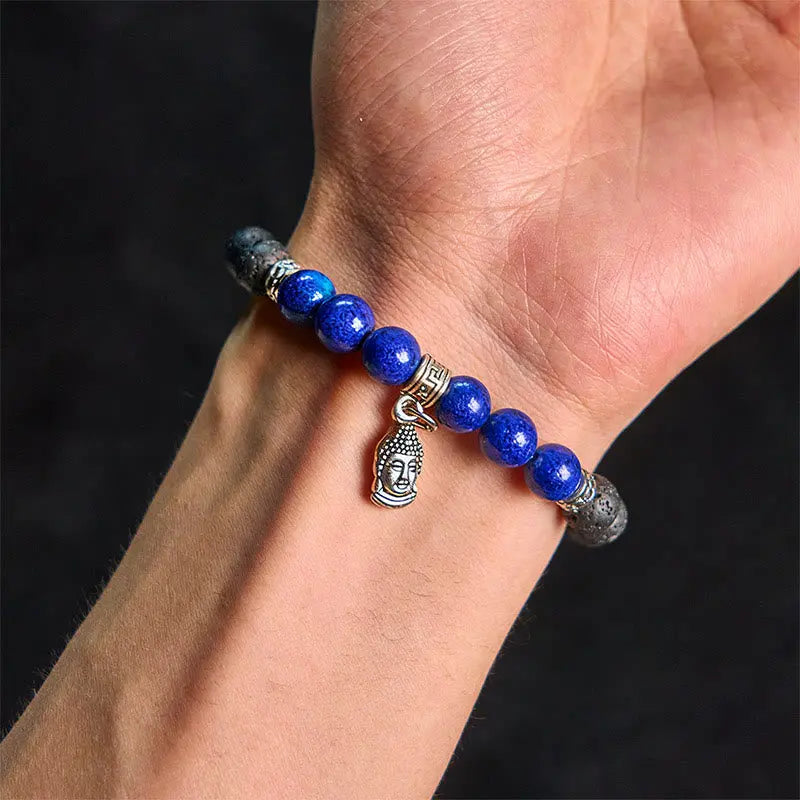 Fortune Jewel Black Lava Rock Crystal Beads Animal Pattern Healing Bracelet Fortune Jewel