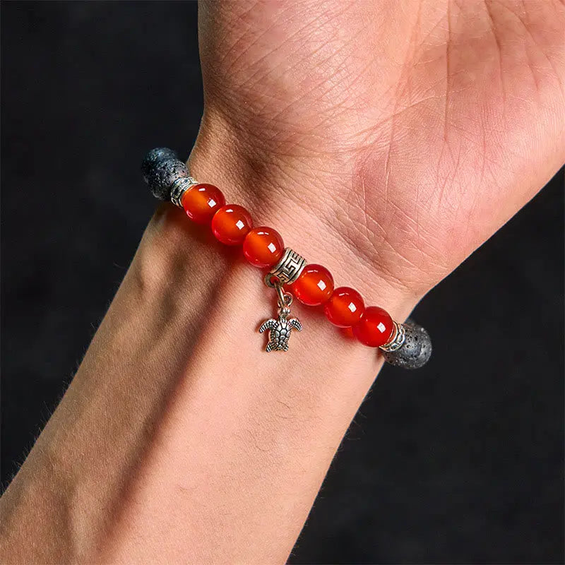 Fortune Jewel Black Lava Rock Crystal Beads Animal Pattern Healing Bracelet Fortune Jewel