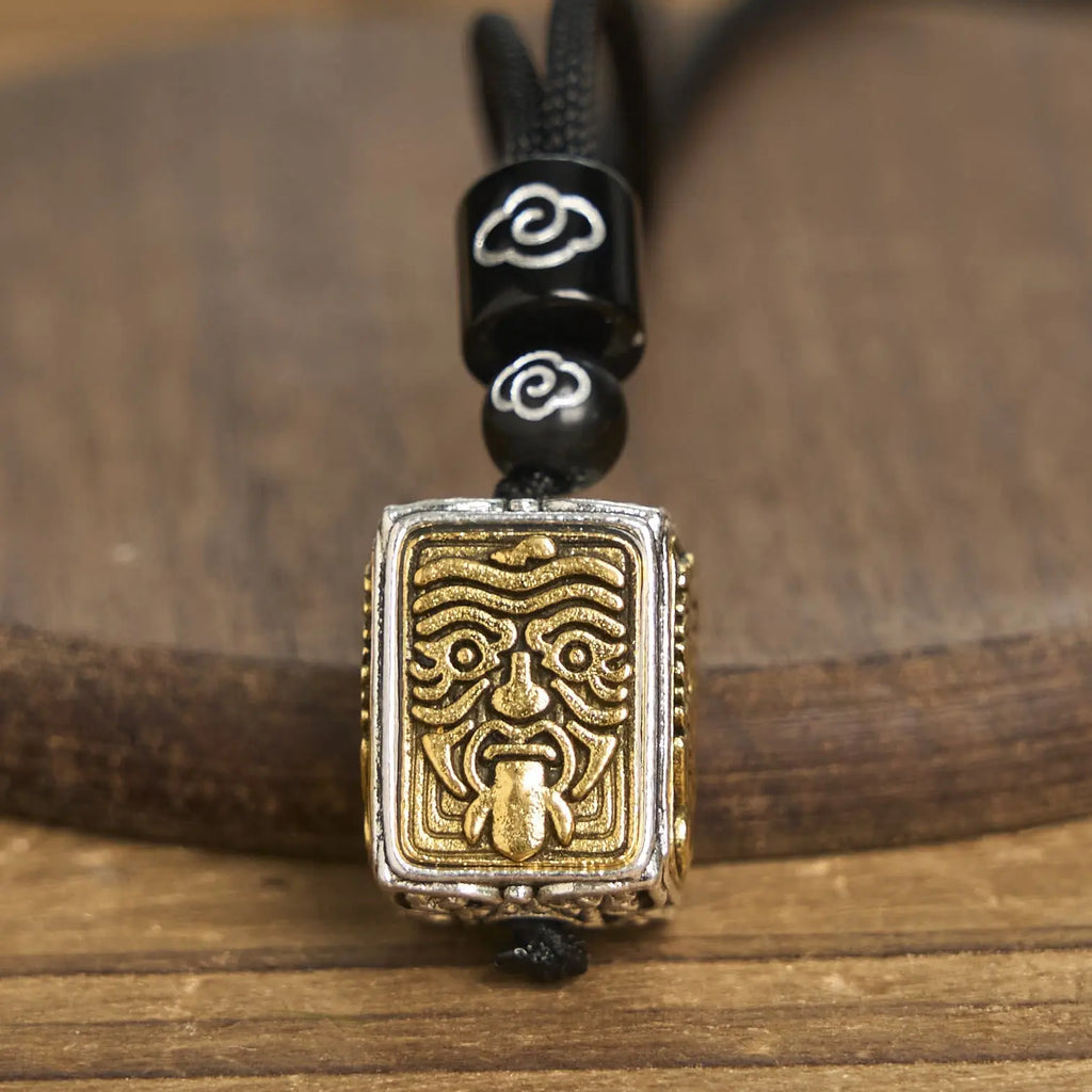 Fortune Jewel Tibetan Zakiram Goddess Of Wealth Protection Rope Square Necklace Pendant Fortune Jewel